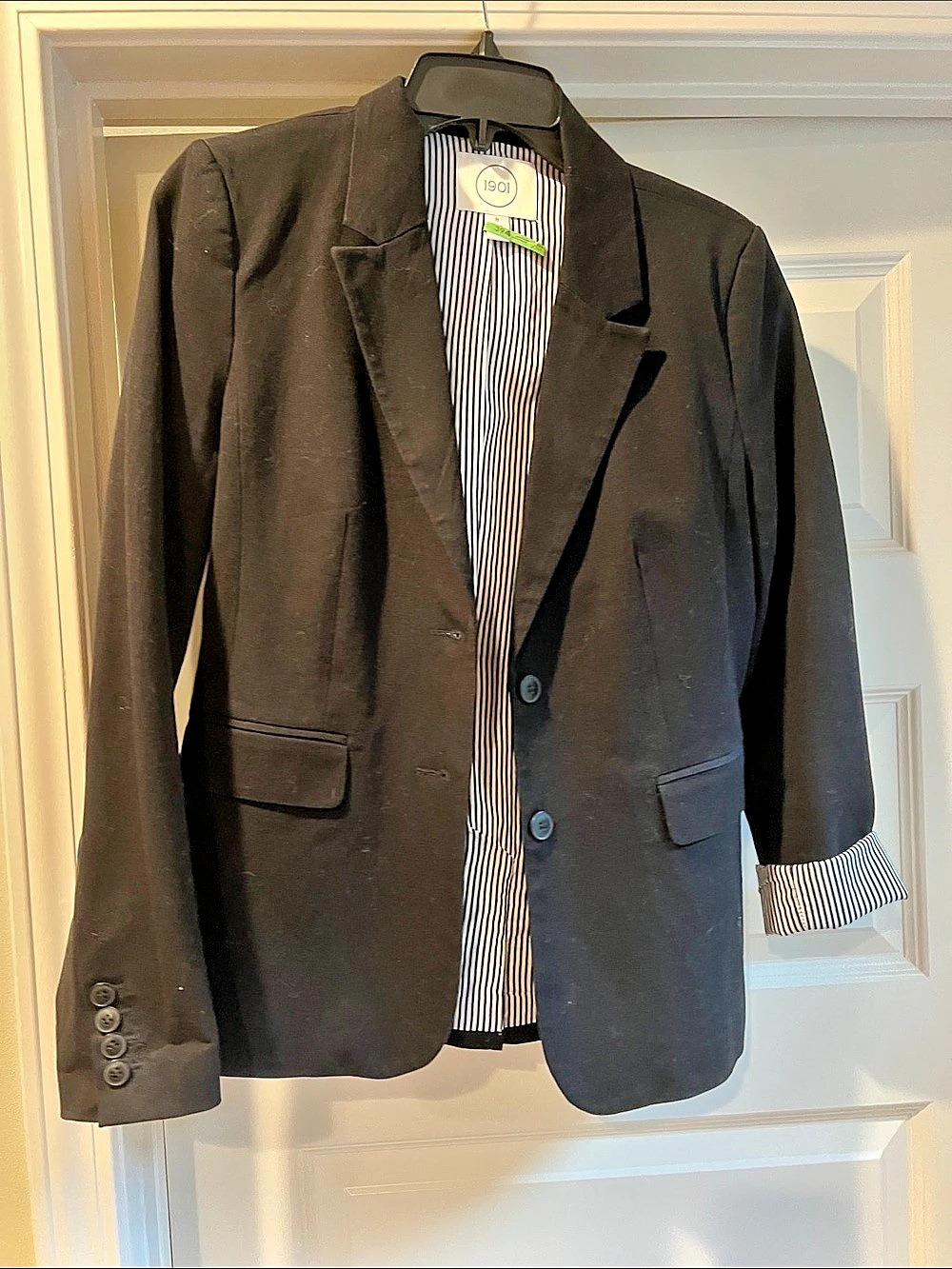 1901 Stretch Cotton Twill Blazer Black & White Size 8